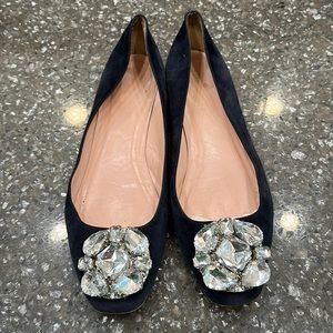 Kate Spade Navy Suede Embellished Ballet Flats Size 9